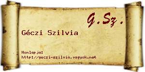 Géczi Szilvia névjegykártya